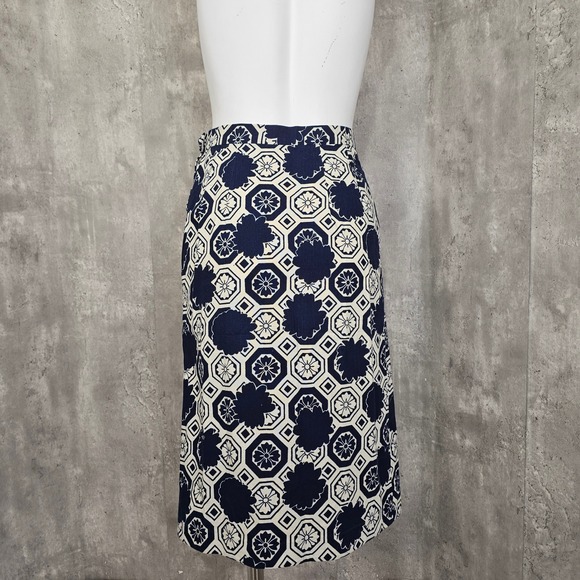 Vintage 60s Handmade 2 Piece Skirt Set S Navy White Floral Mod Sleeveless Top - Picture 5 of 10